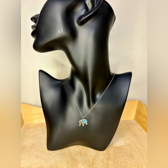 Isabella M Boston Sterling Silver and Turquoise Elephant Necklace - Picture 2 of 9